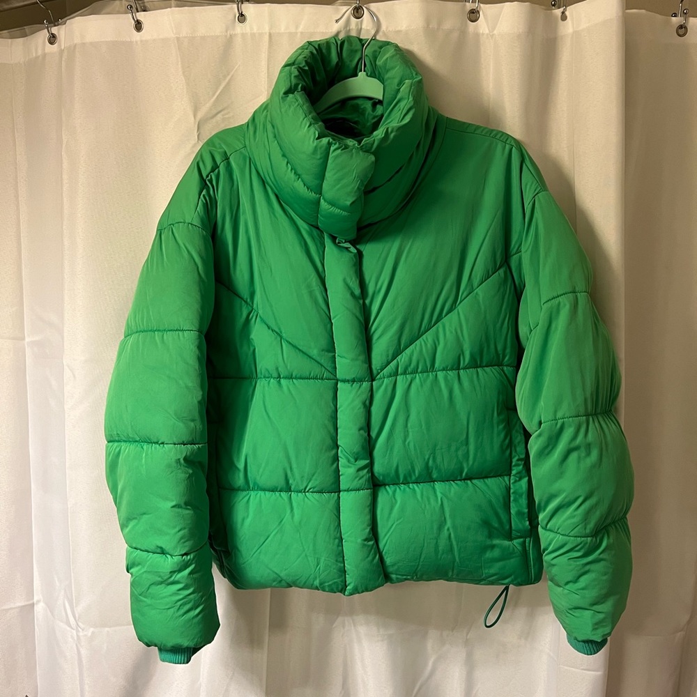 TopShop Green Cropped Puffer Jacket